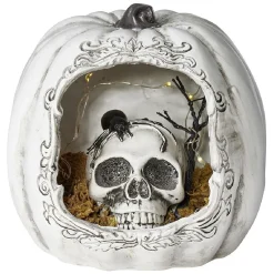 Décor Halloween citrouille avec tête de mort