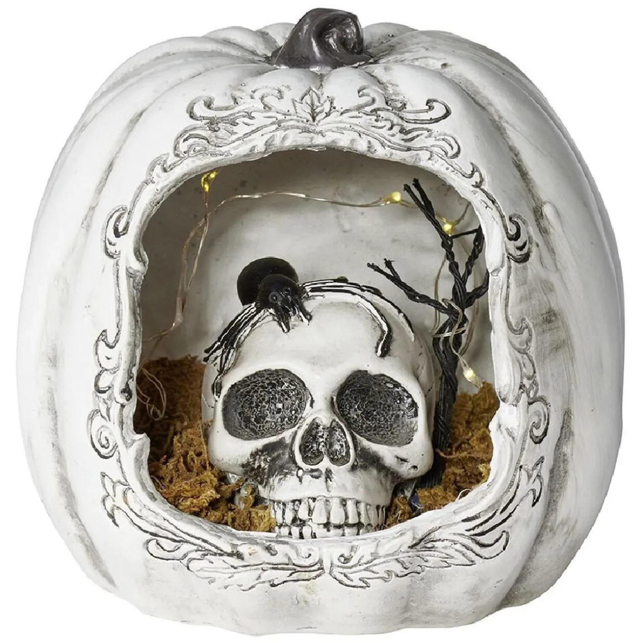 Décor Halloween citrouille avec tête de mort