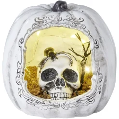 Décor Halloween citrouille avec tête de mort