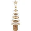 Décoration à poser sapin en bois blanc et naturel H25cm
