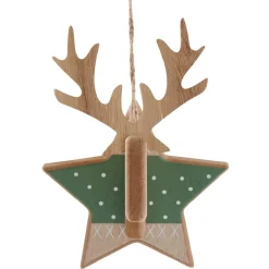 Décoration à suspendre de Noël coeur étoile cerf naturelle