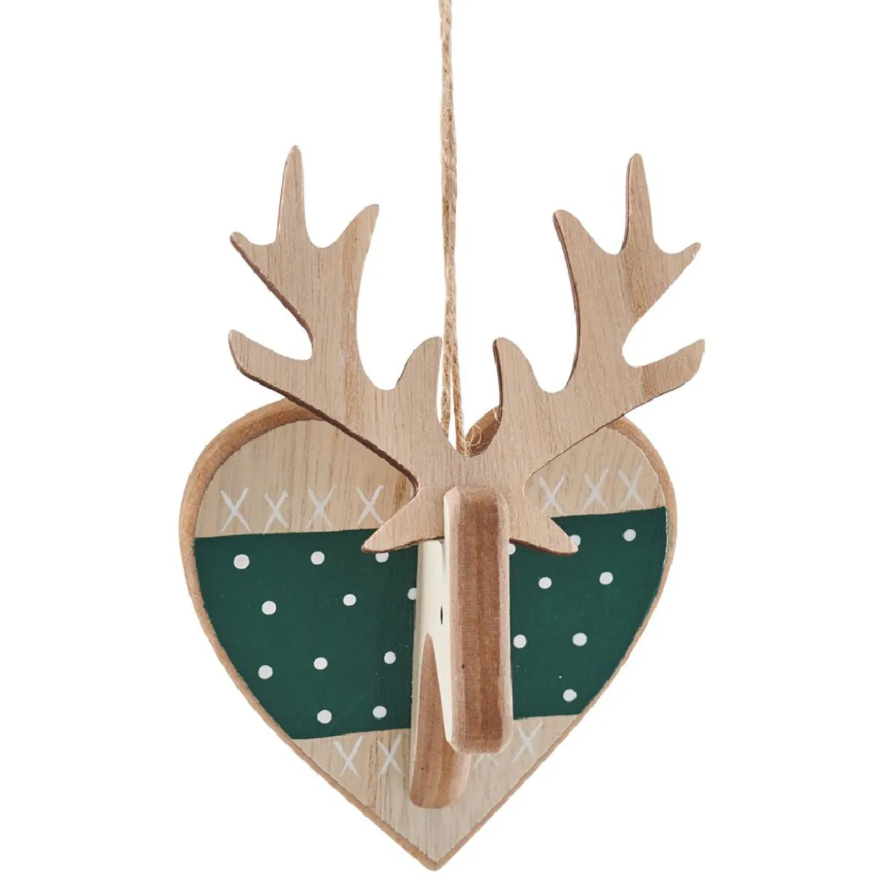 Décoration à suspendre de Noël coeur étoile cerf naturelle
