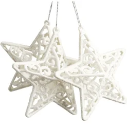 Décoration à suspendre Noël étoile pailletée blanc x3