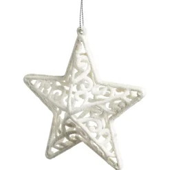 Décoration à suspendre Noël étoile pailletée blanc x3