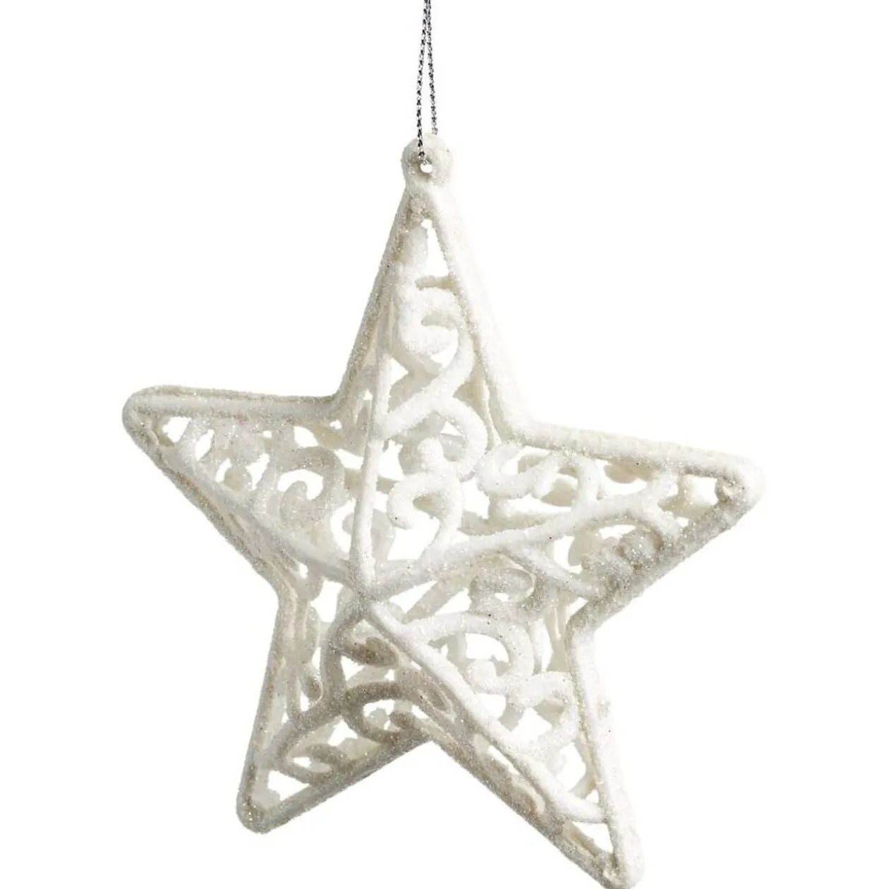 Décoration à suspendre Noël étoile pailletée blanc x3