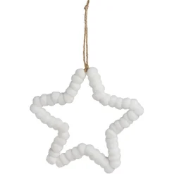 Décoration à suspendre Noël étoile laine blanc