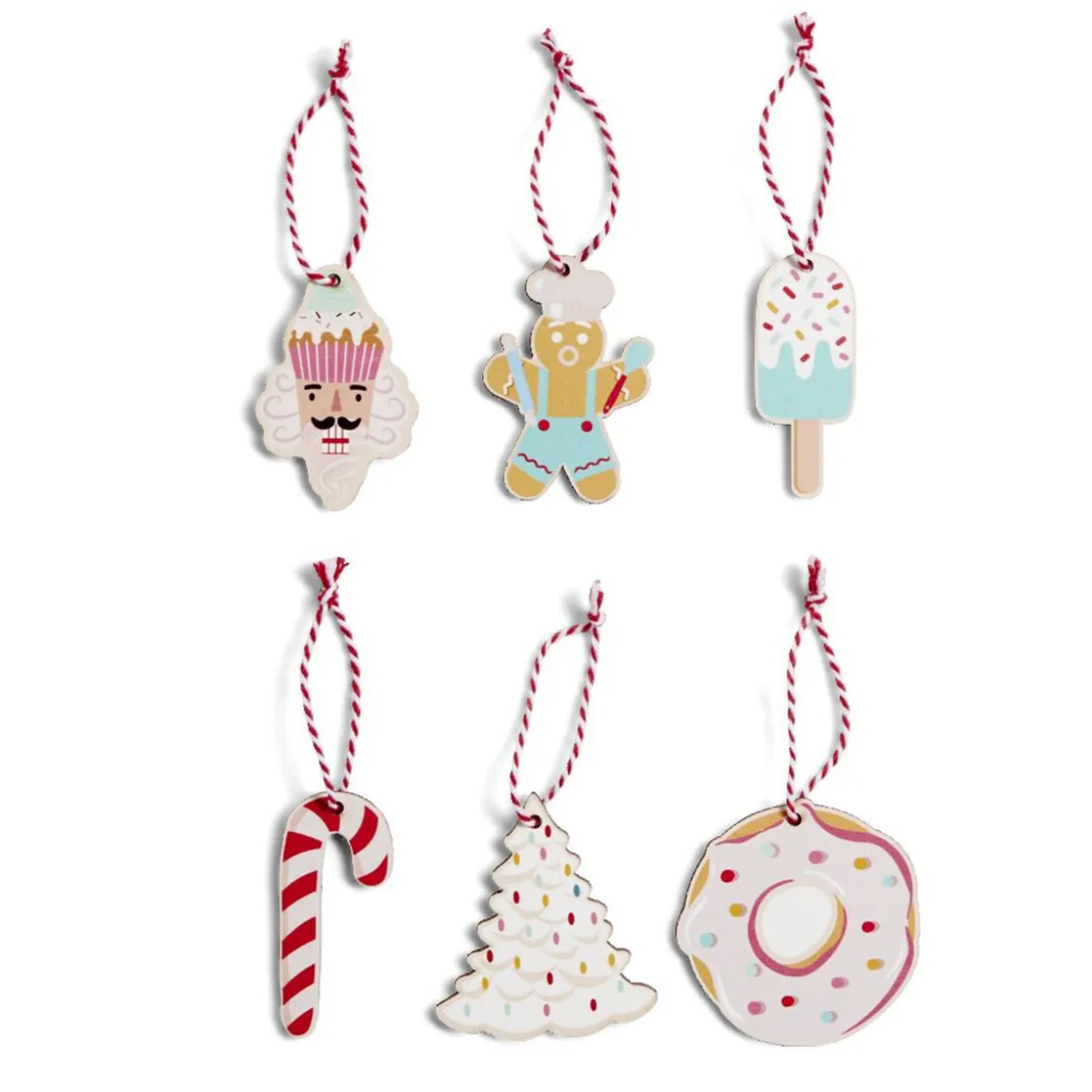 Décoration à suspendre Noël en bois Candyland 6 pièces