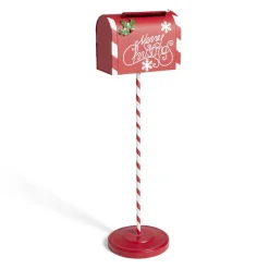 Décoration boîte aux lettres de Noël rouge et blanche H100cm