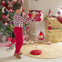 Décoration boîte aux lettres de Noël rouge et blanche H100cm