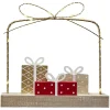 Décoration cadeaux lumineux sur socle bois 10 LED blanc chaud H18,5 cm