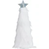Décoration de Noël à poser sapin blanc imitation fourrure H.23 cm