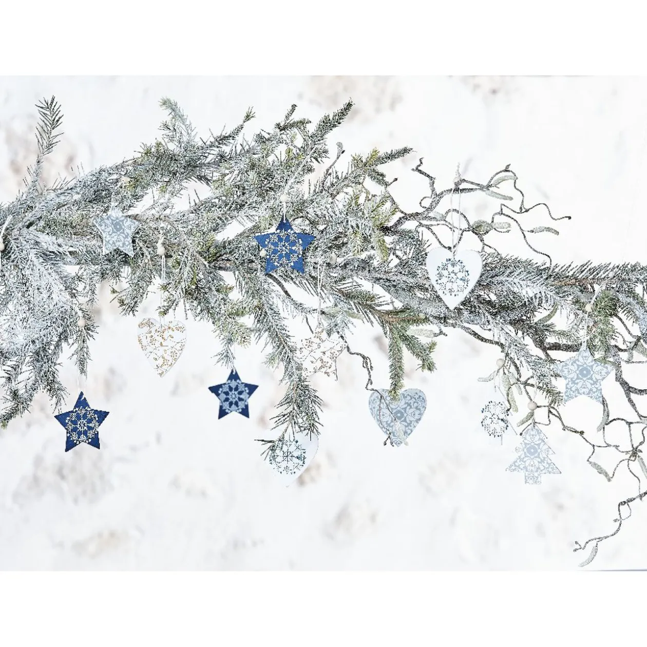 Décoration de Noël à suspendre givré x 36