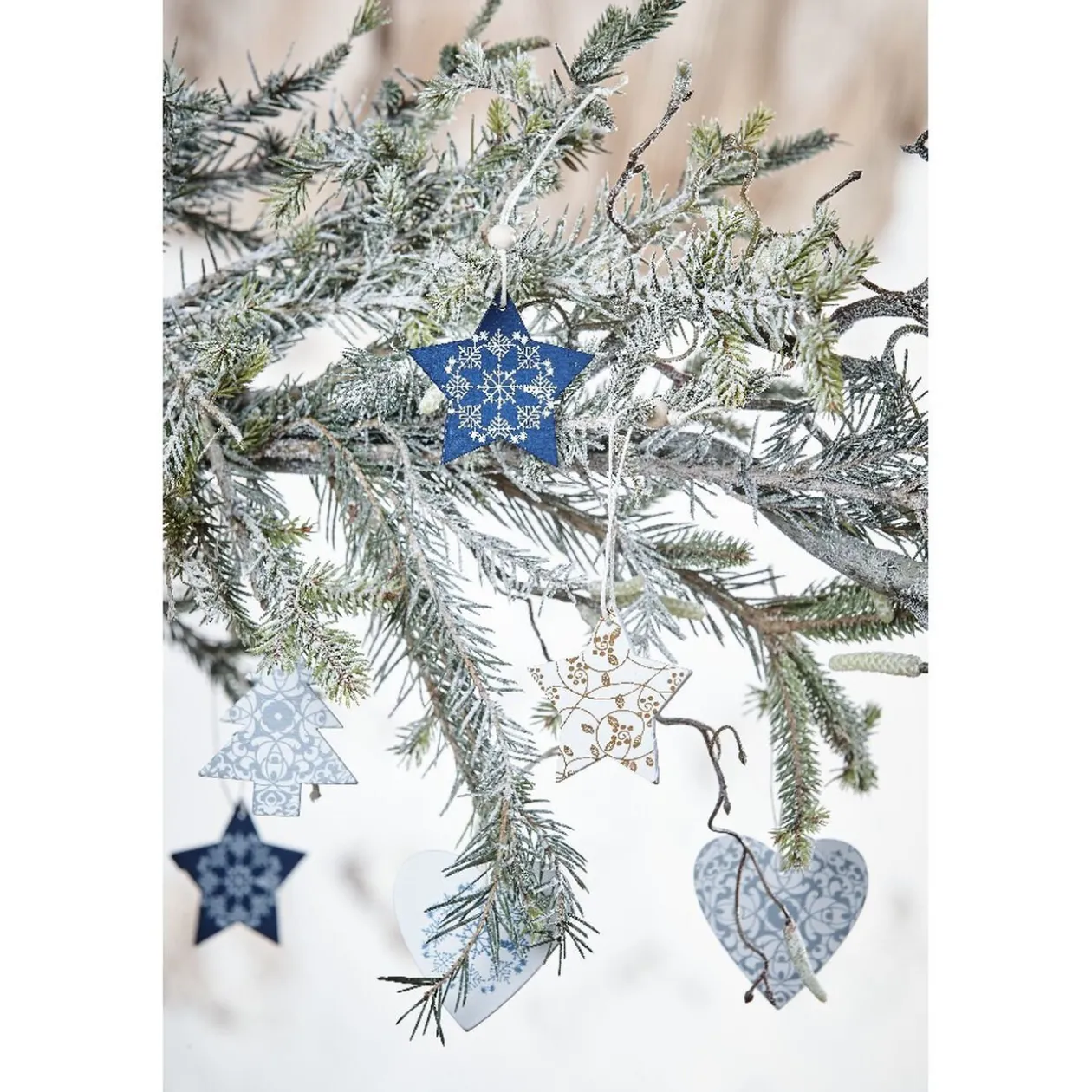 Décoration de Noël à suspendre givré x 36