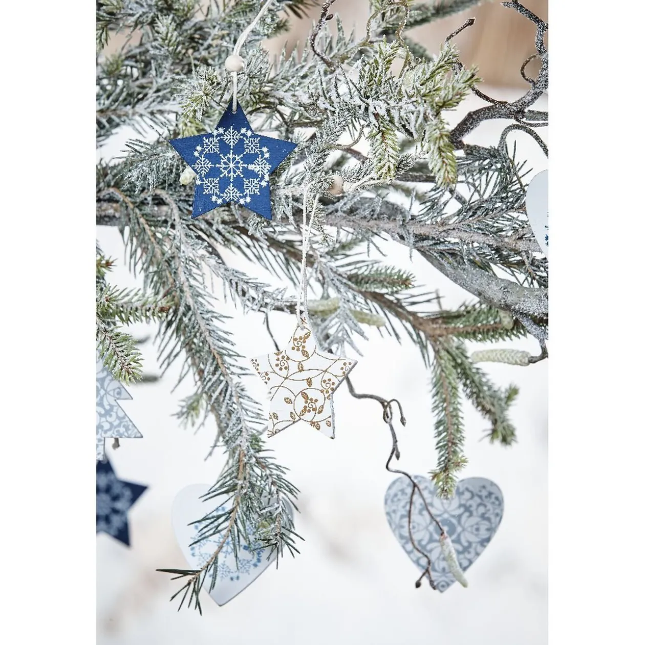 Décoration de Noël à suspendre givré x 36