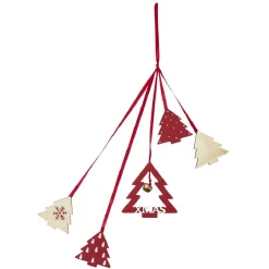 Décoration de Noël à suspendre en bois rouge
