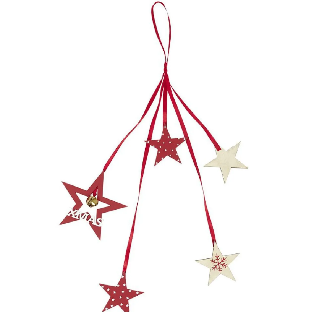 Décoration de Noël à suspendre en bois rouge