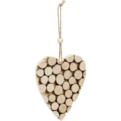 Décoration de Noël à suspendre, effet rondins de bois