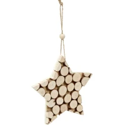 Décoration de Noël à suspendre, effet rondins de bois