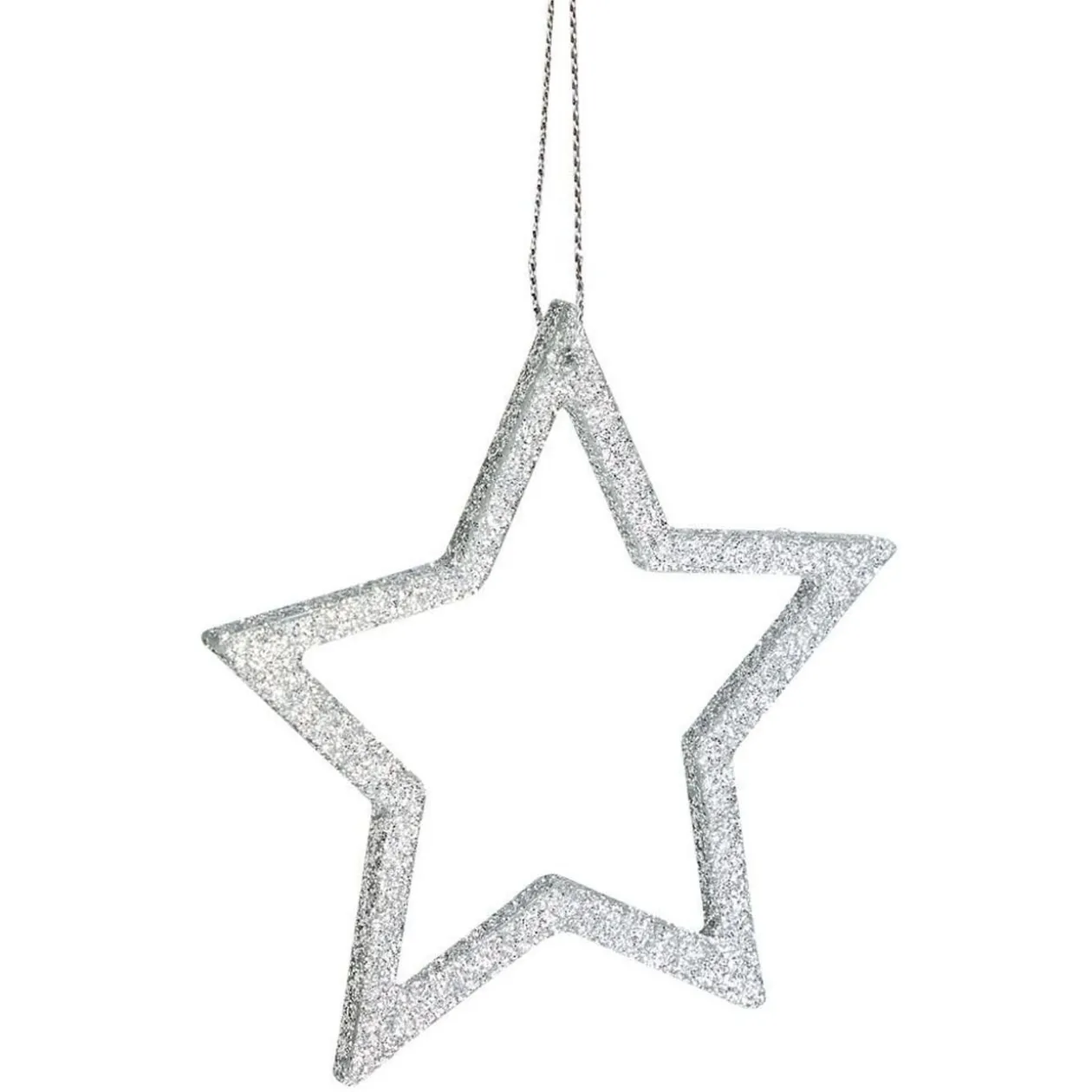 Décoration de Noël à suspendre étoile/sapin/boule argenté x6