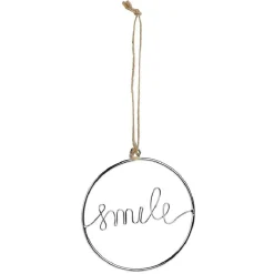 Décoration de Noël à suspendre anneau avec mot métal argenté Ø11cm