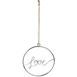Décoration de Noël à suspendre anneau avec mot métal argenté Ø11cm