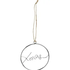Décoration de Noël à suspendre anneau avec mot métal argenté Ø11cm