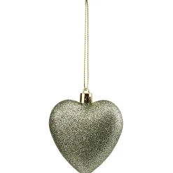 Décoration de Noël coeur à suspendre vert H.7 cm x6