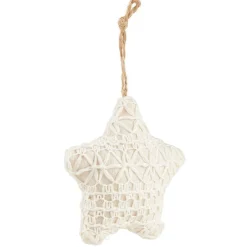 Décoration de Noël coeur et étoile à suspendre blanche