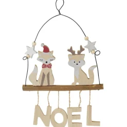 Décoration de Noël en bois renard à suspendre