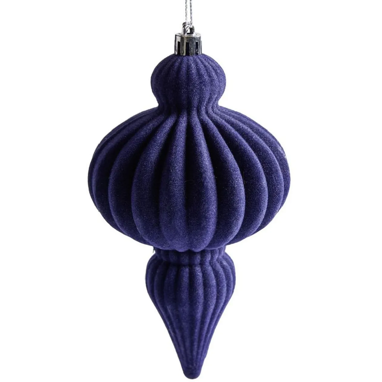 Décoration de Noël goutte à suspendre velours bleu H.16 cm