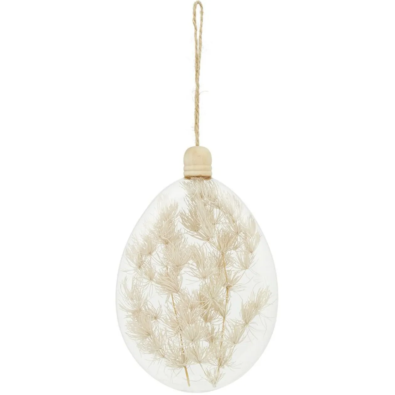 Décoration de Noël goutte en verre avec fleurs séchées à suspendre