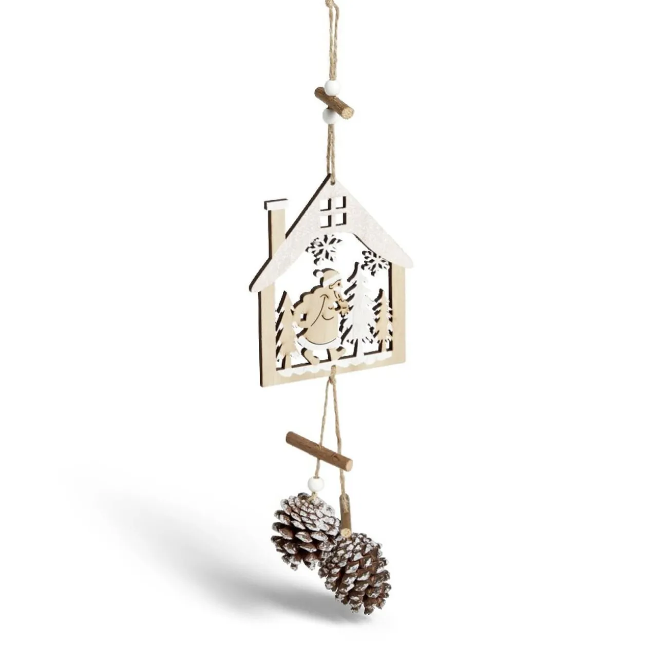 Décoration de Noël maison en bois à suspendre