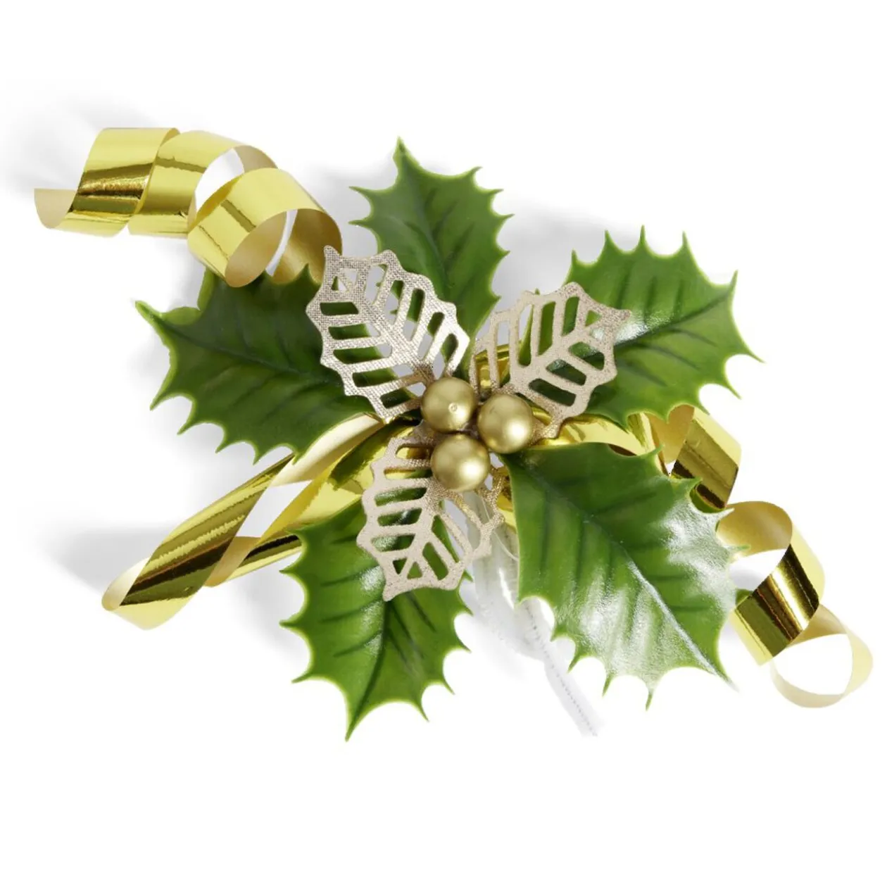 Décoration de Noël noeud et houx H20,5 cm - 3 coloris