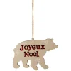 Décoration de Noël ours en bois à suspendre H.7 cm