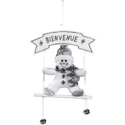 Décoration de Noël pour porte, gris et blanc
