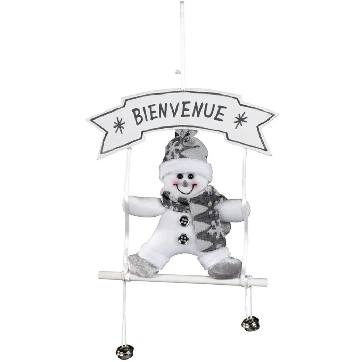 Décoration de Noël pour porte, gris et blanc