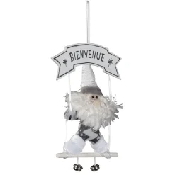 Décoration de Noël pour porte, gris et blanc