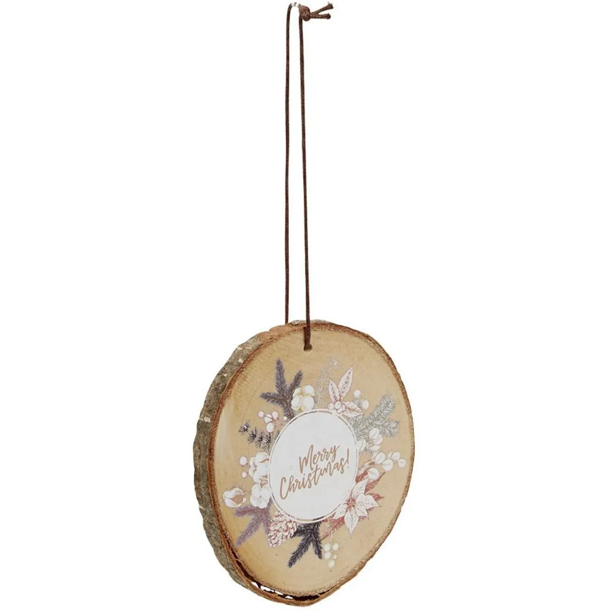 Décoration de Noël ronde en bois à suspendre
