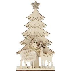 Décoration de Noël sapin et renne en bois à poser