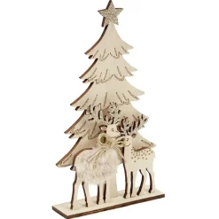 Décoration de Noël sapin et renne en bois à poser