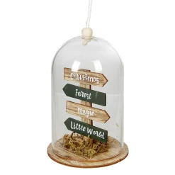 Décoration de Noël sous cloche 4 panneaux avec inscription