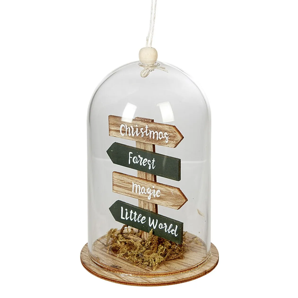 Décoration de Noël sous cloche 4 panneaux avec inscription