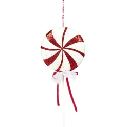 Décoration de Noël sucette rouge et blanche H50cm