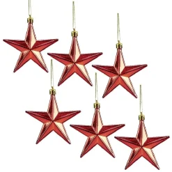 Décoration de Noël étoile à suspendre rouge x6