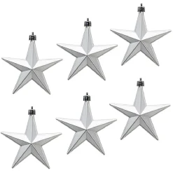 Décoration de Noël étoile à suspendre argentée x6