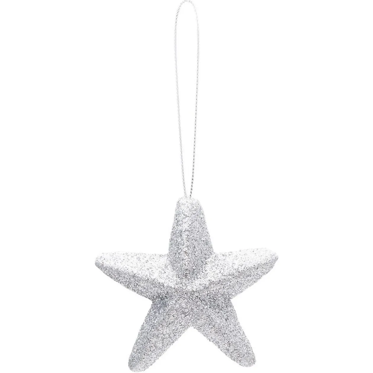 Décoration de Noël étoile et lune argentées à suspendre