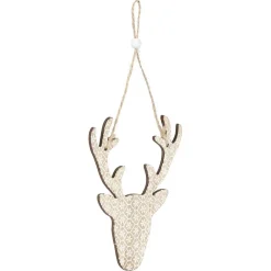Décoration de Noël tête de renne en bois à suspendre