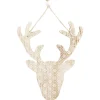 Décoration de Noël tête de renne en bois à suspendre H. 14 cm