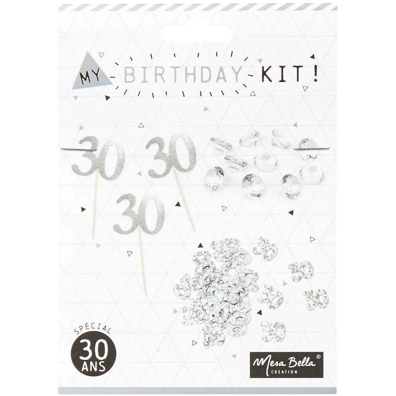 Décoration de table anniversaire 30 ans argenté