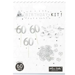 Décoration de table anniversaire 60 ans argenté